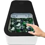 Skywin Large Laundry Pods Container with Slide Black Lid, Laundry Pod Holder 15 x 8.7 x 4.5 In, Holds 11 Pounds OR 120-150 Pods, Laundry Pod Container, Dishwasher Pods Container (Black)