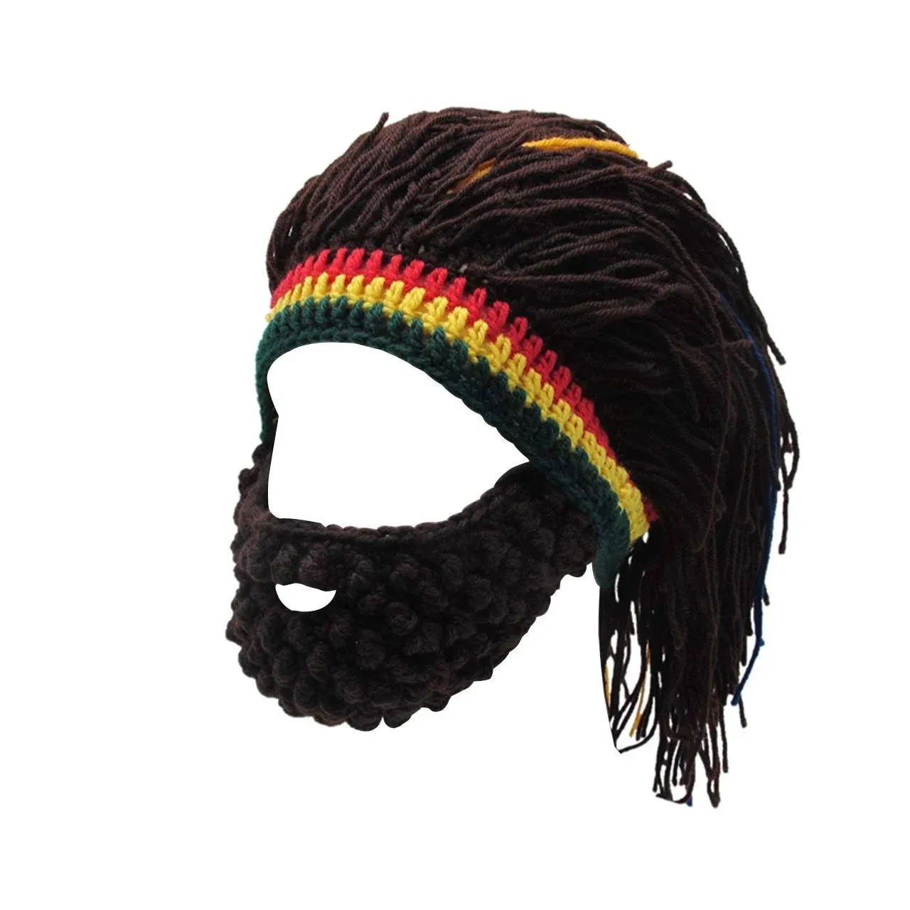 Knit Beanie Beard Hat Rasta Hat with Dreadlocks Handmade Wig Fancy funny Caps