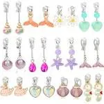 Clip On Earrings for Little Girls Kids Jewelry 12 Pairs Gift for mermaid