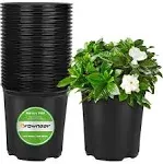 GROWNEER 24 Packs 0.7 Gallon Flexible Nursery Pot Flower Pots with 15 Pcs Plant Labels, Plastic Plant Container Perfect for