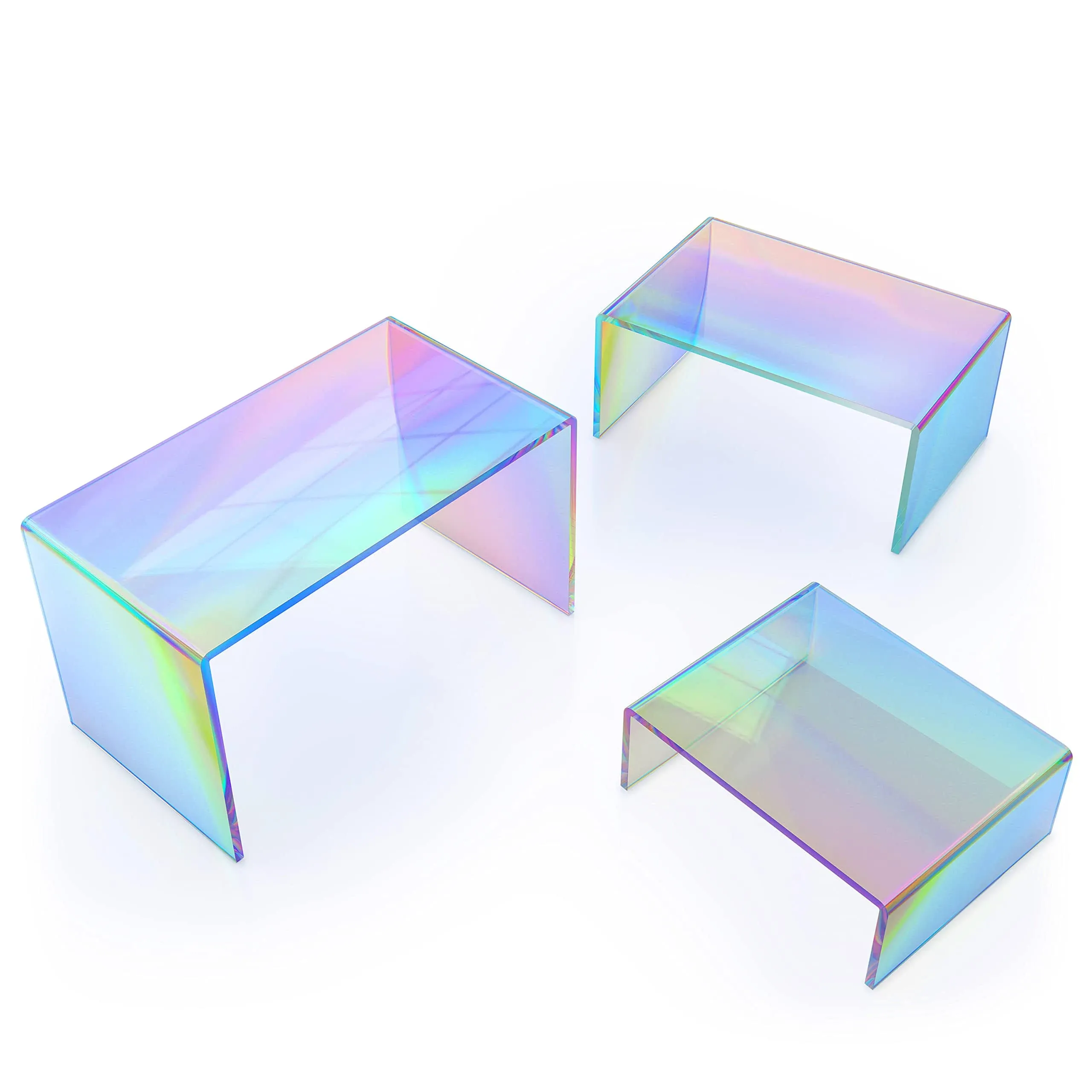 Rainbow Iridescent Acrylic Display Risers (Set of 6)