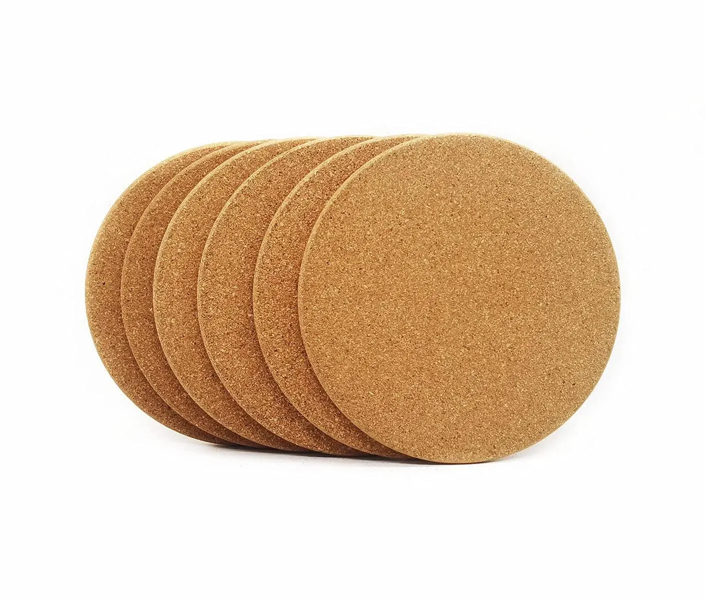 7.5" Cork Trivet for Kitchen Hot Plate Coaster Pads, High Heat Pot, Heat Food Rack, Natural Plants Heat Resistant Cork Placemat (6 Pack)