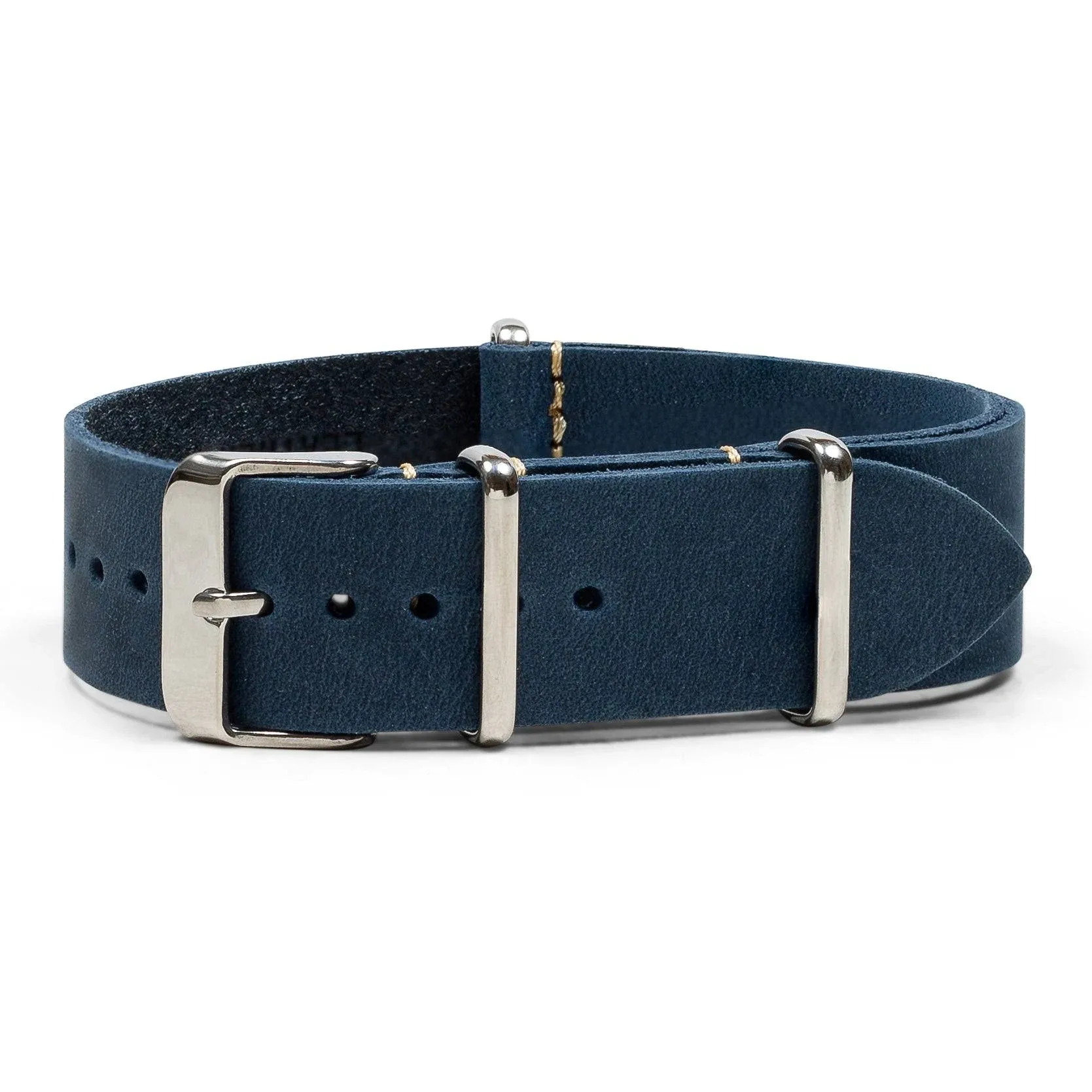 Navy Blue Oiled Leather One-Piece Watch Band - 18, 20, 22 or 24mm