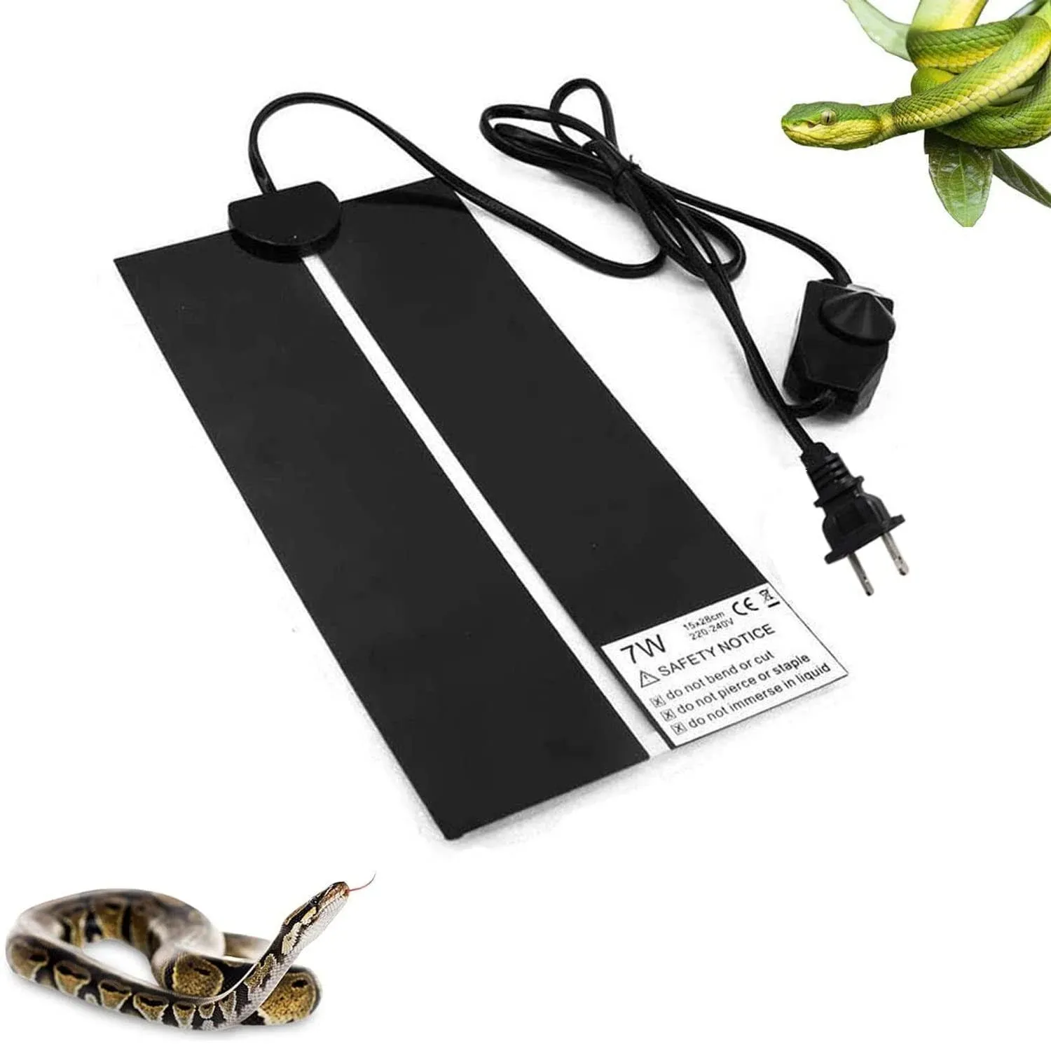 XIEHUZA Reptile Heating Mat with Temperature Adjustment Waterproof Reptile Heat Pad Under Tank Terrarium Heater for Amphibians