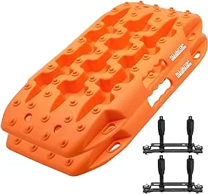 ALL-TOP Recovery Traction Boards Mini, Off Road Bendable Tire Friction Tracks for Sand Mud Snow, 2PCS & Mounting Kit (3rd Gen, Orange)