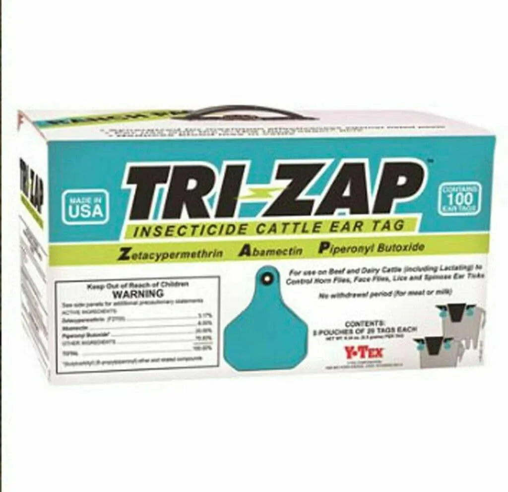 Tri-Zap Insecticide Cattle Ear Tags by Y-Tex, 100 ct