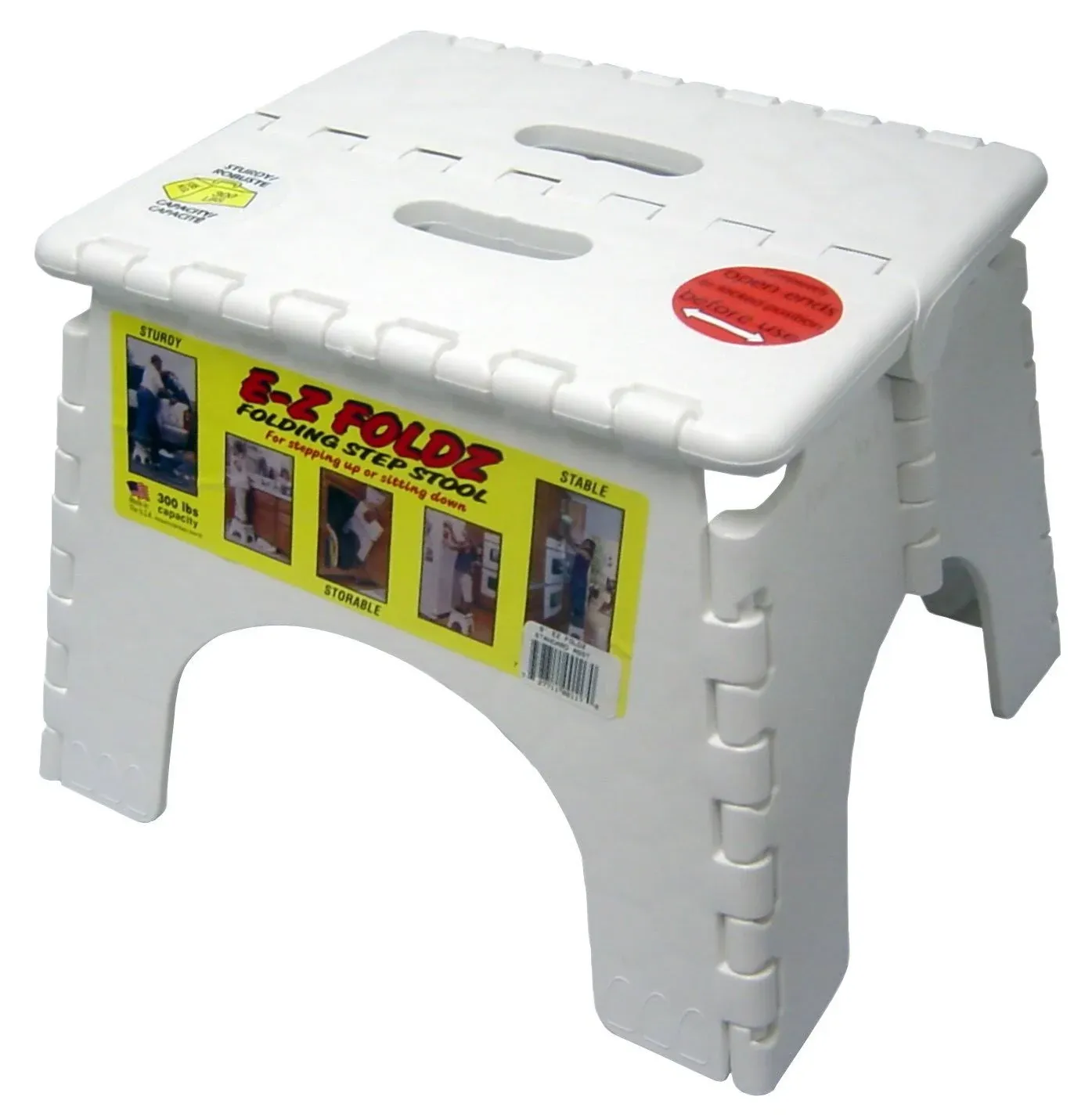 B&amp;R Plastics 101-6 EZ 9-Inch Foldz Step Stool, White