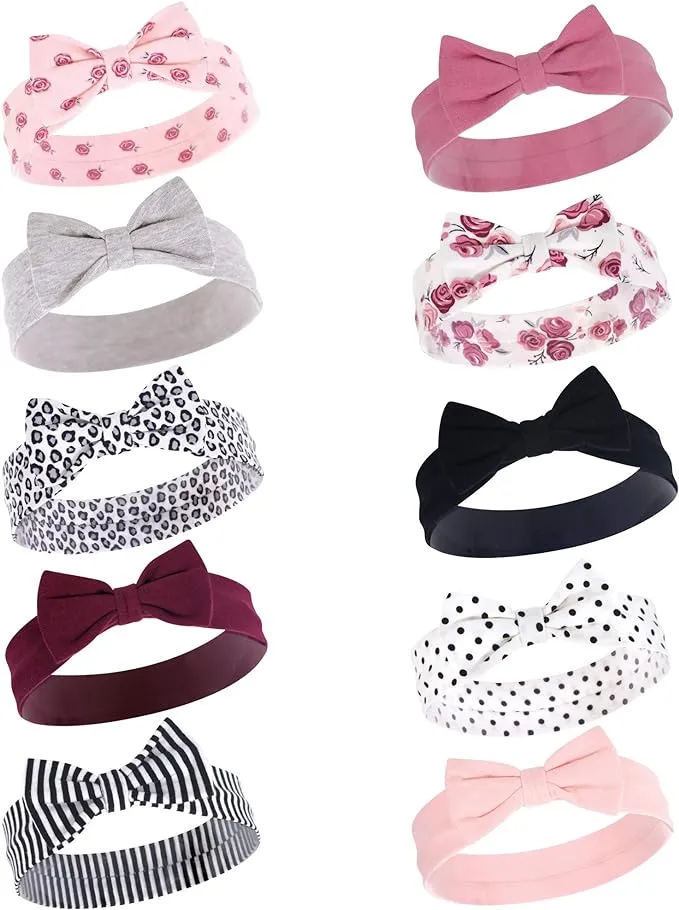 Hudson Baby Newborn Girl Bow Headbands, 10-Pack, Size: 0-24M