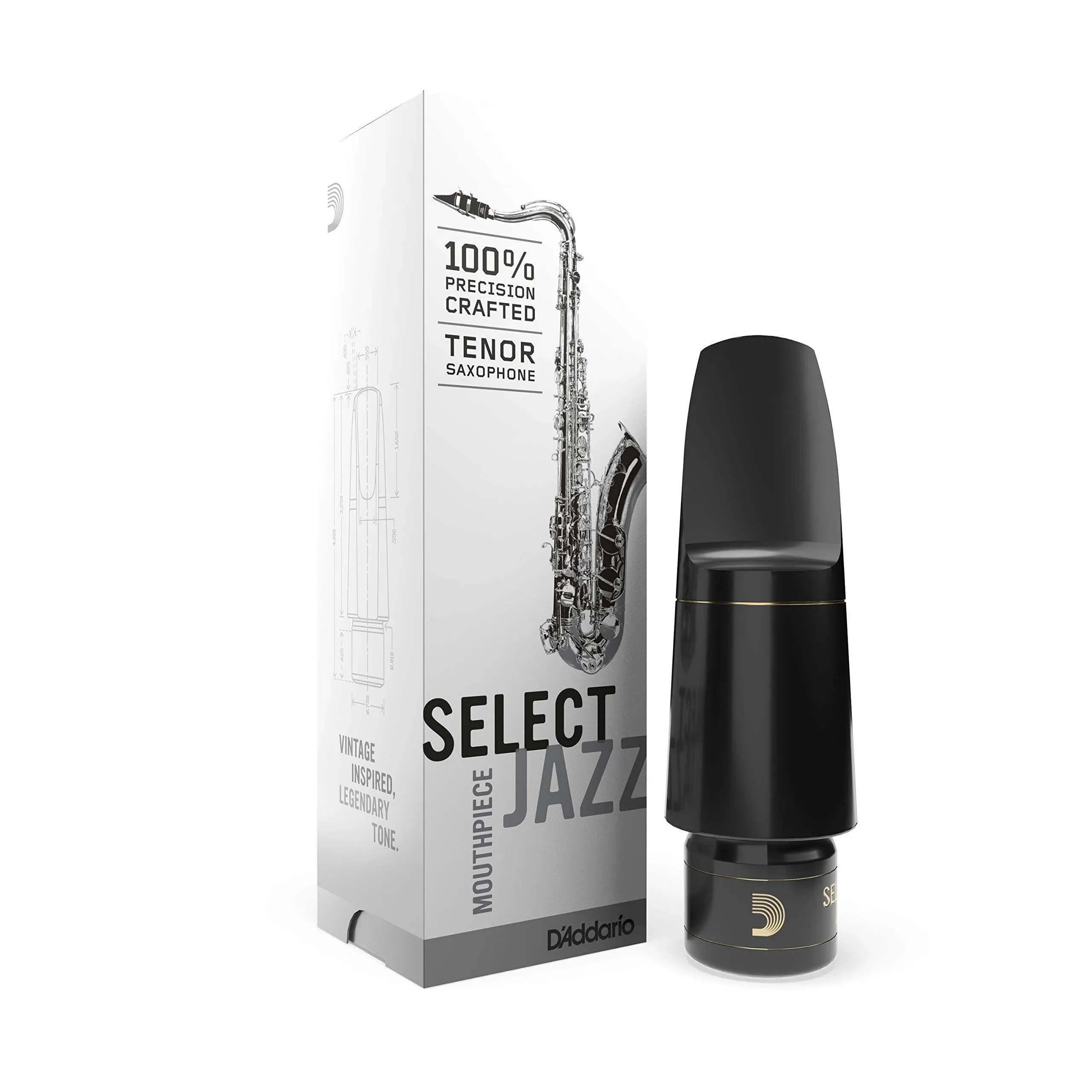 D&#039;Addario MKS-D8M Select Jazz Tenor Saxophone Mouthpiece, Medium Chamber