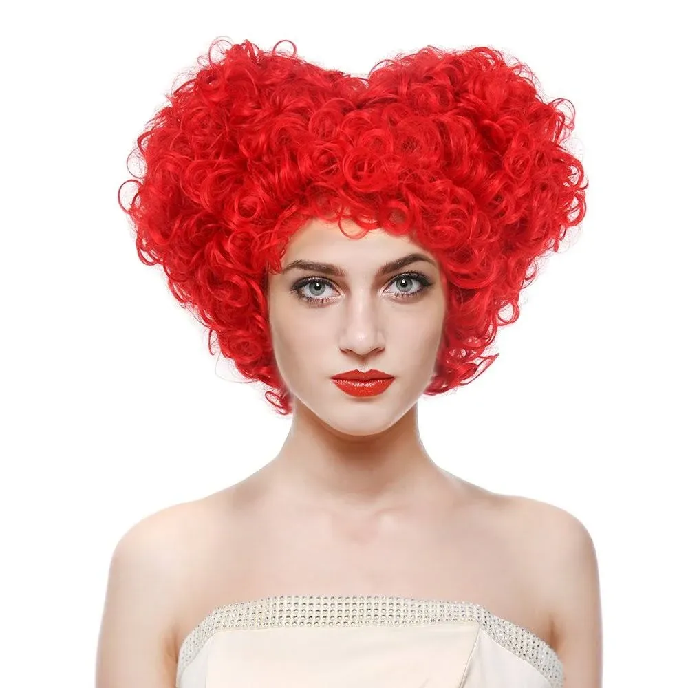 STfantasy Red Queen of Heart Wigs Curly Beehive Synthetic Hair for Women Girls ...