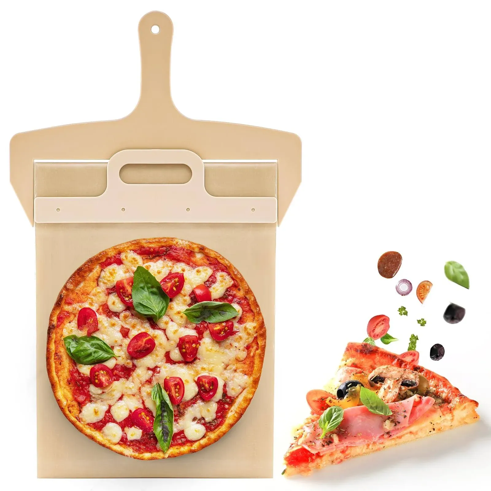 Sliding Pizza Shovel-Pizza Peel Paddle with Handle Resistant to Cracking Safe