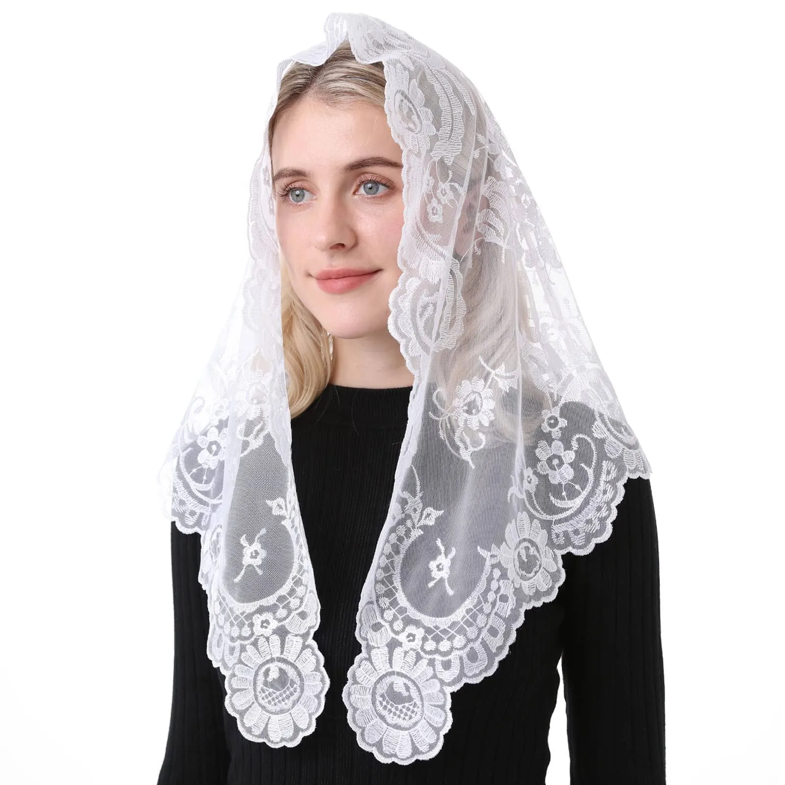 Embroidery Lace Veils Catholic Church Mantillas Chapel Scarf Lace Mass