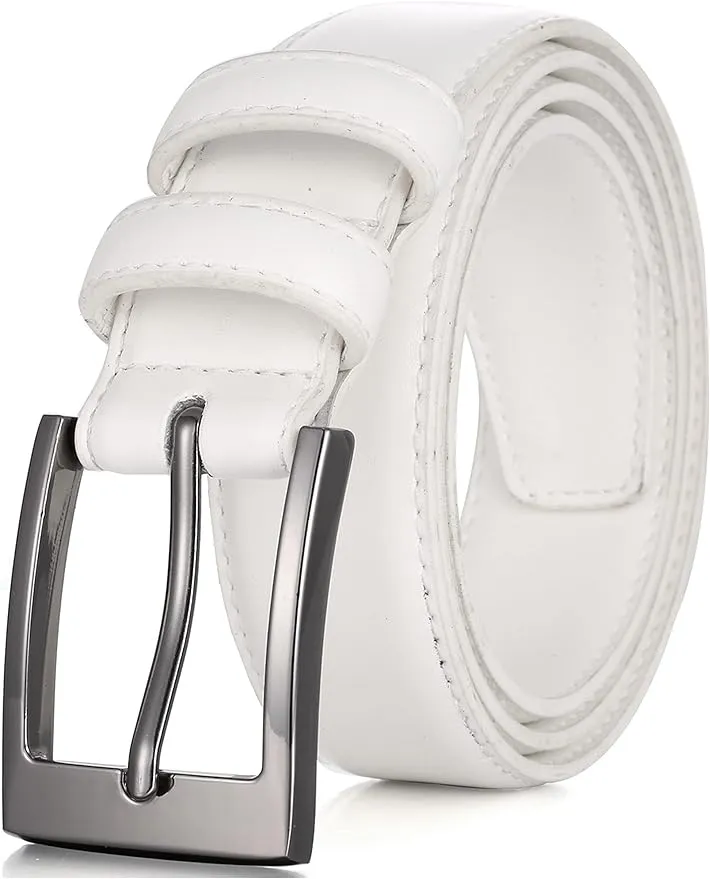 Marino’s Men Genuine Leather Dress Belt with Single 52 (Waist: 50), White 