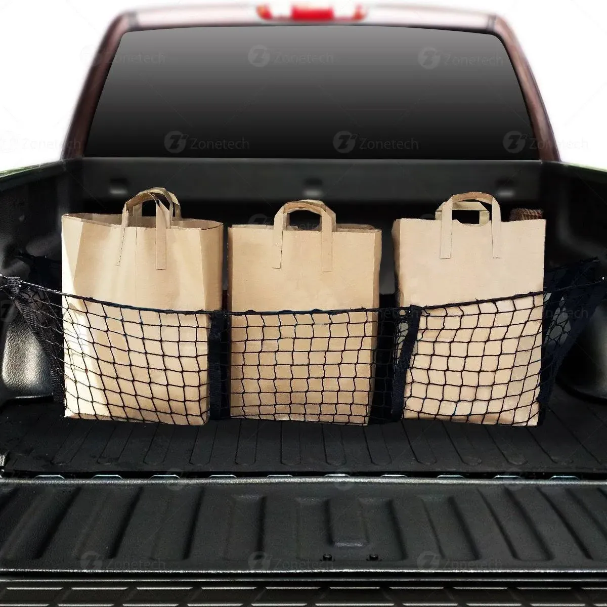 Trunk Cargo Black Mesh Three Pocket Bin Storage Net Bag Organizer SUV VAN CAR