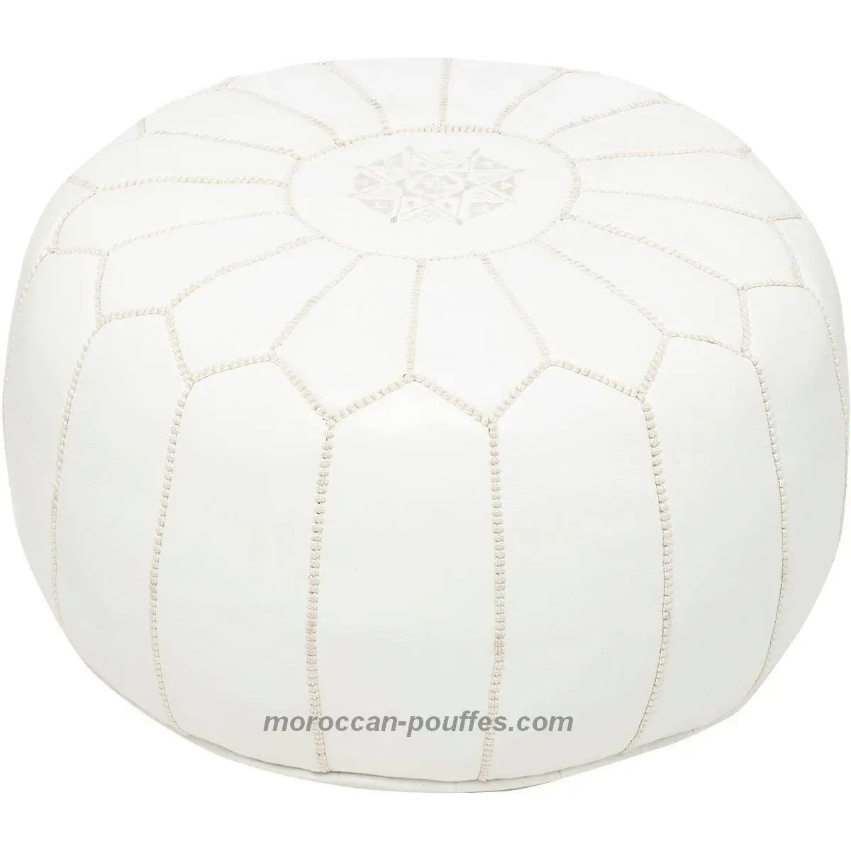 Moroccan Poufs Leather Luxury Ottomans Footstools White Unstuffed