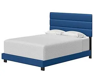 Napoli Faux-Leather 4-Slat Bed Frame with Headboard - King ,Blue