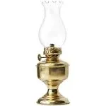 Serene Spaces Living Vintage Glass Oil Lamp, Brass Table Oil Lamp, Antique Oil Lamp for Home Decor, Nautical or Victorian Wedding, Store Window, Measures 9.5" Tall & 3.25" Diameter