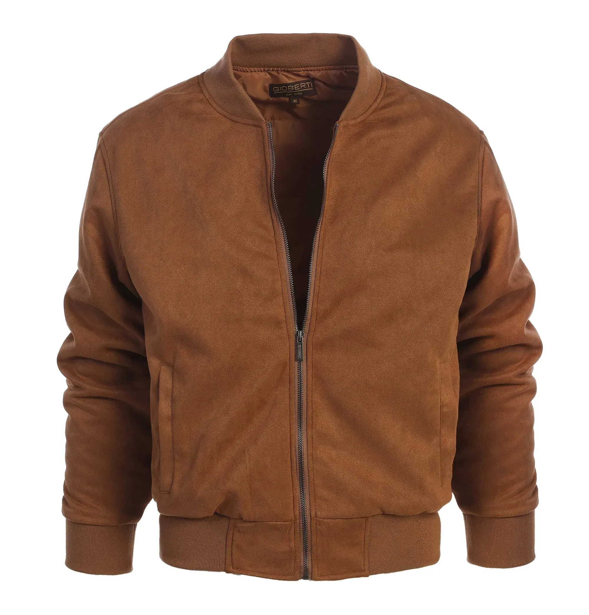 Gioberti Men's Faux Suede Bomber Jacket with Warm Light Inner Padding