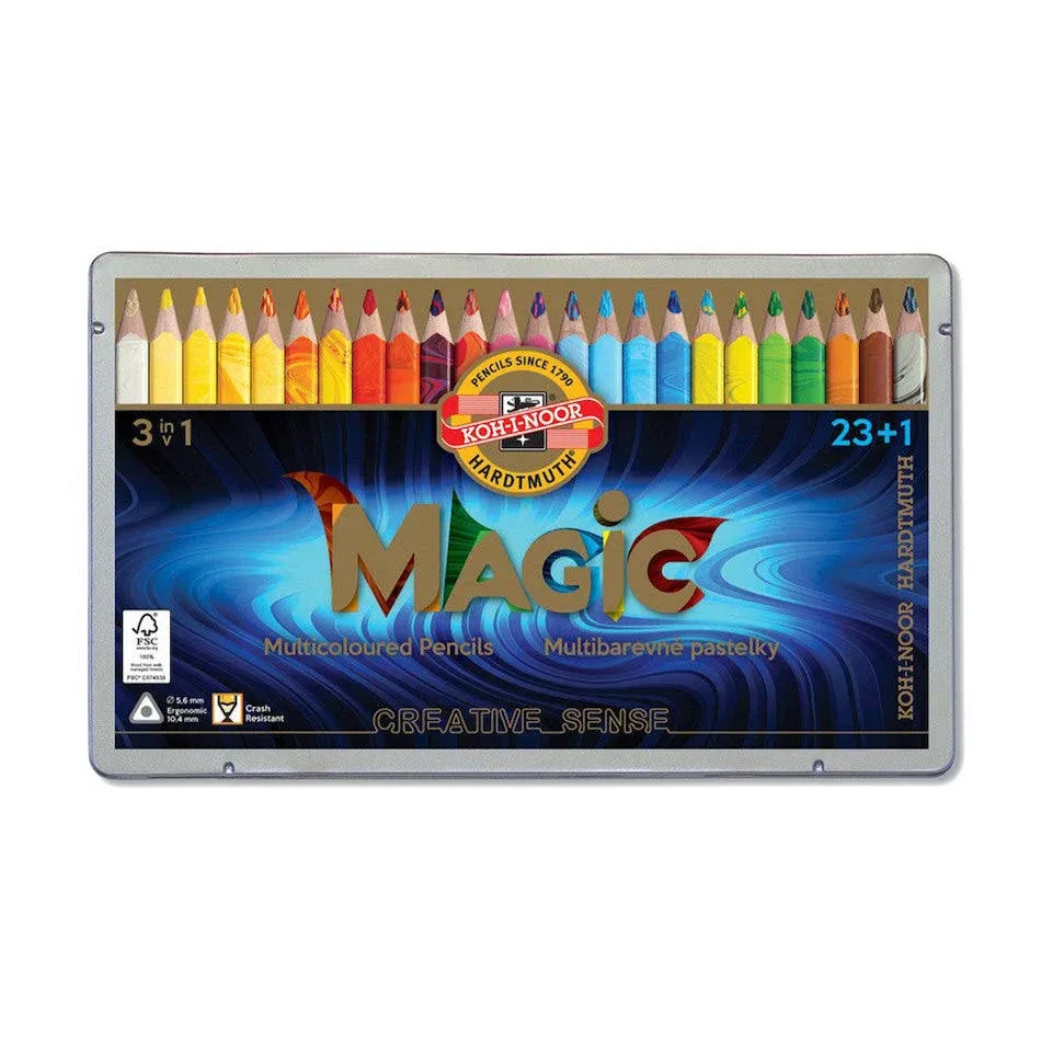 Koh-I-Noor 3408 Jumbo Triangular Coloured Magic Pencils Set of 23+1