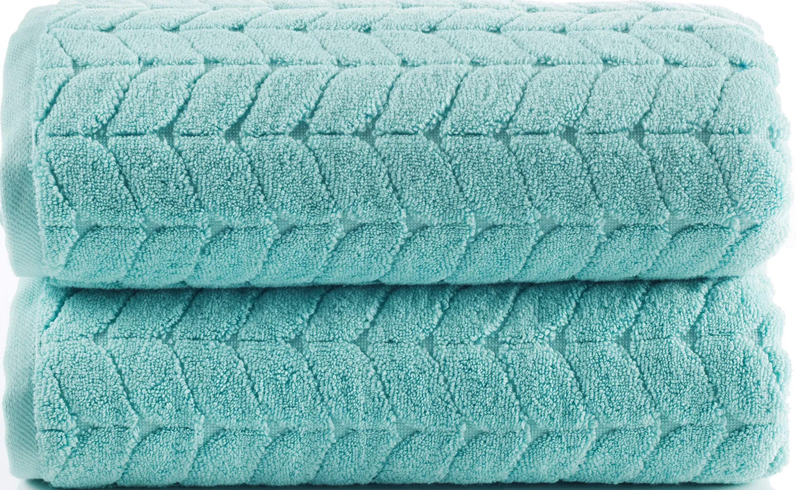 Bagno Milano Turkish Bath Towels, Soft Plush Jacquard Luxury Bath Towels, Quick Dry Towel Set (2 Piece) Aqua Green 2 Pcs Bath Towel Set