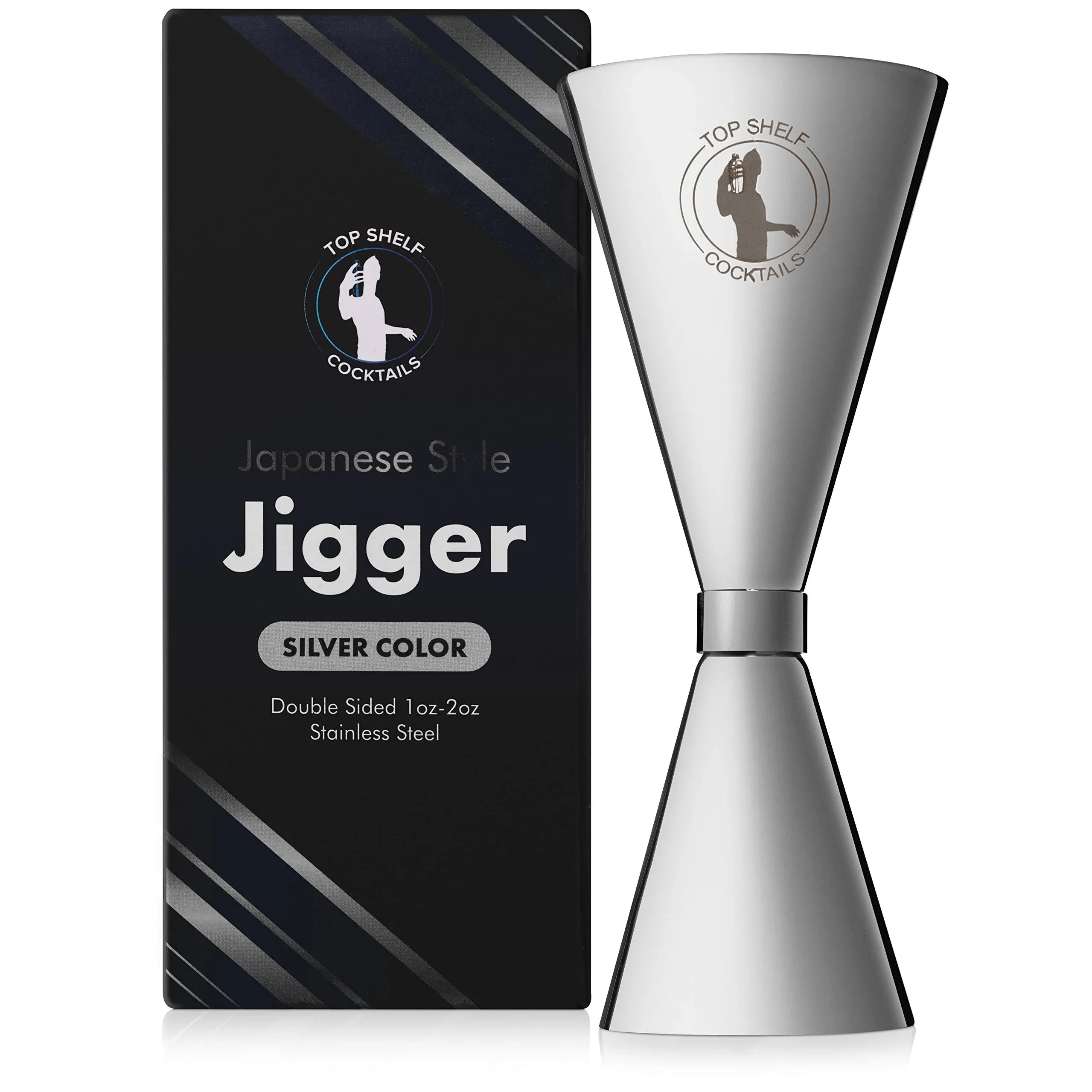 Top Shelf Cocktails Japanese Jigger Double Jigger 2oz 1oz Cocktail Jigger Wit...