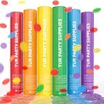 6 Pack Confetti Cannon Confetti Poppers | Biodegradable Rainbow Pack | TUR Party Supplies | Launches Up to 25ft | Giant (12 in) | Party Poppers for PRIDE Month, Graduation, Birthdays, Weddings