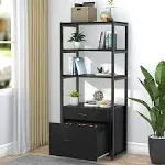 4-Tier Bookcase with 2Drawers Storage 60&#039;Hx23.6&#039;&#039;Lx1<wbr/>5.7&#039;&#039;W Home Office Bookshelf