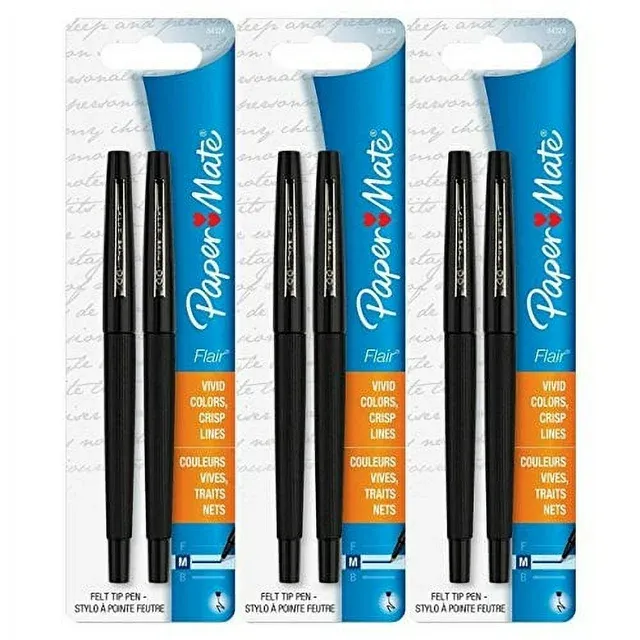 Paper Mate Flair Felt Tip Pens, Medium Point, 12-Count, Black