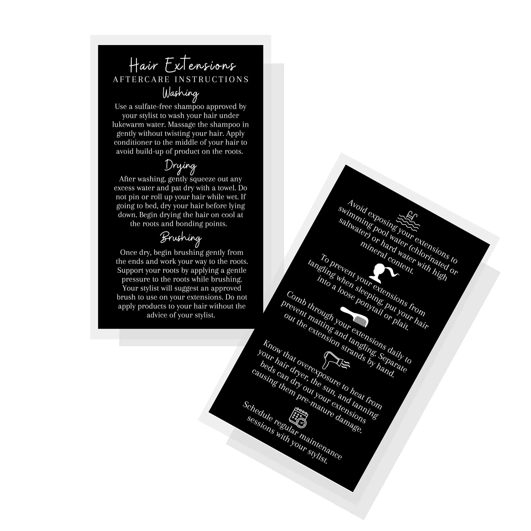 Boutique Marketing LLC Hair Extension Aftercare Instruction Cards | 50 Pack ...