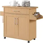 Hodedah Kitchen Cart with Spice Rack plus Towel Holder, Chocolate-Grey