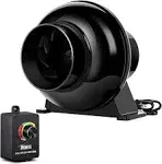 iPower 4 inch 195 CFM Inline Duct Ventilation Fan Air Circulation Vent Blower with Variable Speed Controller for Hydroponics Grow Tent, Black