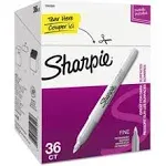 Sharpie Metallic Fine Point Permanent Markers, Bullet Tip, Silver, 36-Pack