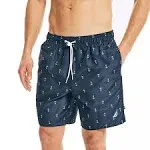 Nautica Men's 8" Anchor Print Quick-Dry Swim Navy, S