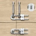 Jola's House 4 Pack Child Proof Sliding Cabinet Door Code Locks Baby Safety Cupboard Locks Adjustable U Shaped Cabinet Latches for Knob Handle Drawers Closet