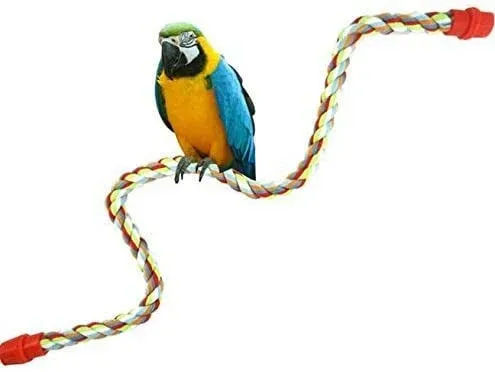 Hypeety Birds Rope Bungee Perch Adjustable Parrot Cage Stand Chewing Swing Toy ...