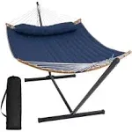 Outdoor Hammock with Curved Spreader Bar Patio Double Hammock with Stand Soft