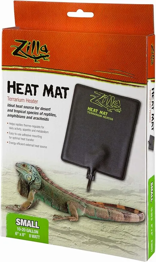 Zilla Terrarium Heat Mat for Reptiles, Black, Small, 10-20 Gallon, 8 Watt