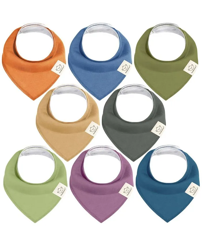 8-Pack Organic Baby Bandana Drool Bibs - Stylish Unisex Bandana Bibs, Super Absorbent Bandana Drool Bibs, Gentle Teething Bibs for Infants, Organic Cotton Baby Bib (Basics)