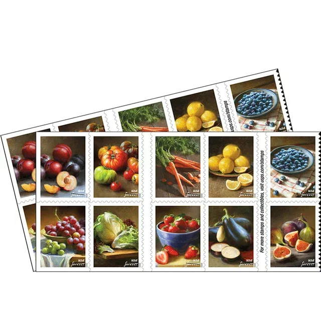 Fruits & Vegetables 2 Books of 20 USPS First Class Forever Postage Stamps Garden ...