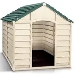 Starplast Dog Supplies 32&#034; H x 33&#034; W x 34&#034;D Green Beige Plastic Dog Kennel House