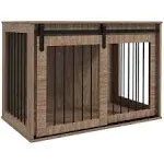 Dog Crate Furniture For Large Dog Indoor Wood Kennel Side End Table Sliding Door