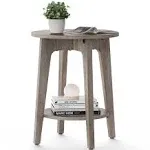 VASAGLE Side Table Small Round End Table with Lower Shelf Nightstand