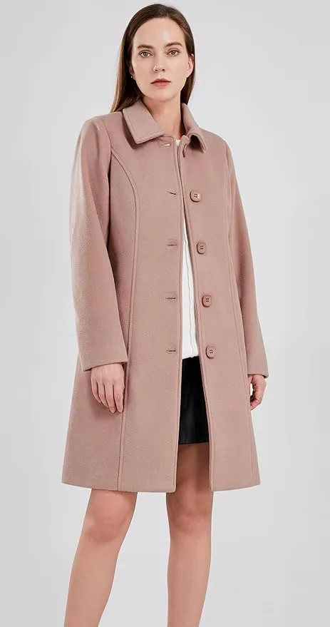 chouyatou Women&#039;s Fall Winter Elegant Single Breasted Long Wool Coat Overcoat