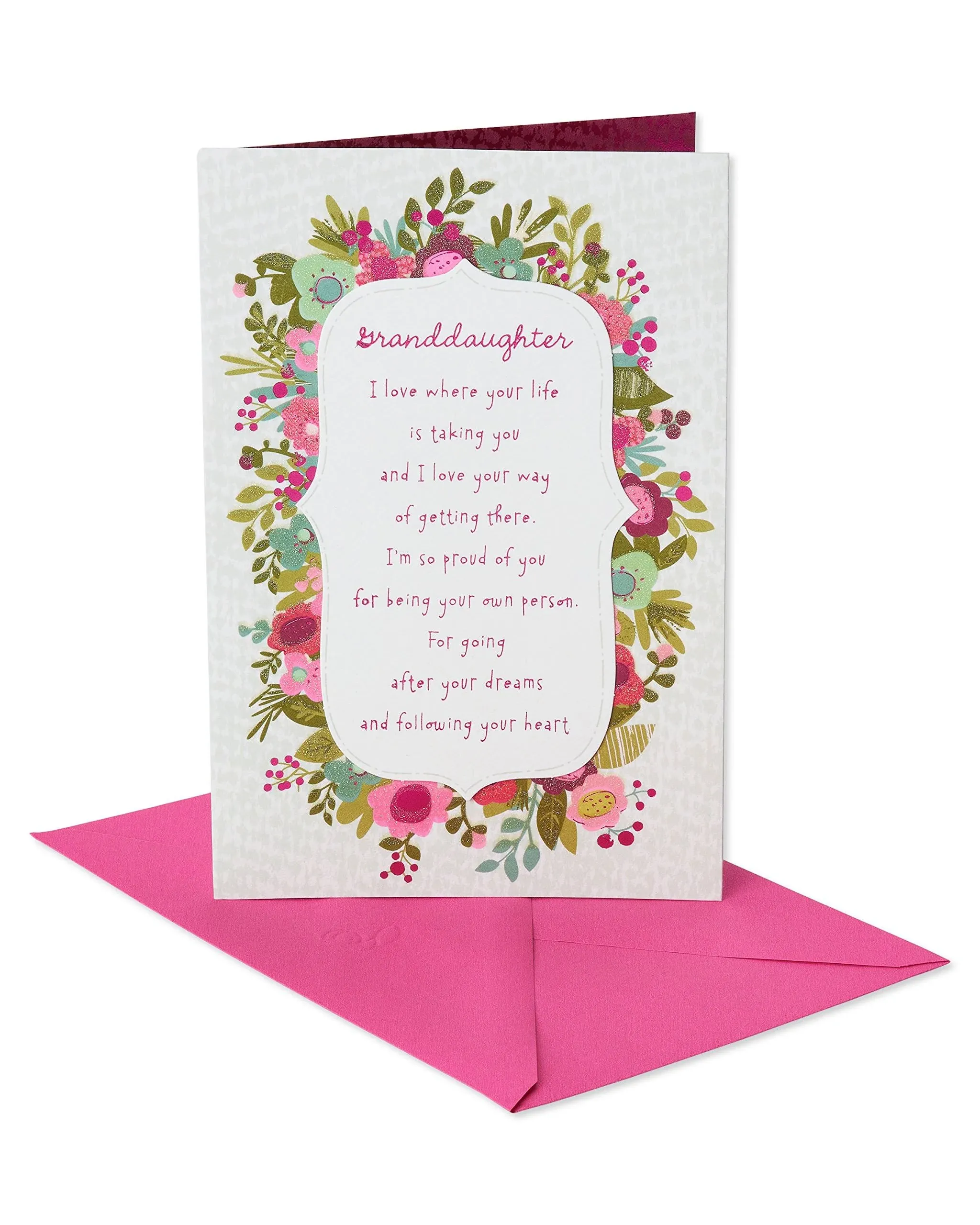 American Greetings Birthday Card for Granddaughter (Floral Border)