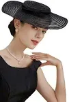 BABEYOND Wide Brim Tea Party Fascinator Kentucky Hat Derby One Size, Black 