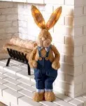 The Lakeside Collection Lighted Rabbit Sculpture - Plush Easter Bunny Standing Décor, 20" - Dress