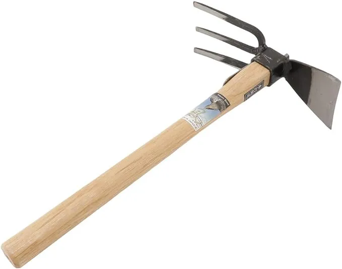 HACHIEMON Japanese Craftsmanship Garden Hand Tool Hoe and Cultivator Hand Tiller - Sturdy and Sharp