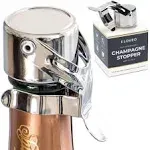 Champagne Stoppers by Kloveo - Patented Seal (No Pressure Pump Needed) Chrome