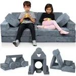 Lunix LX15 14pcs Modular Kids Play Couch, Child Sectional Sofa, Fortplay Bedroom and Playroom Furniture for Toddlers, Convertible Foam and Floor