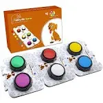 RIBOSY Dog Buttons for communication, 6 Pcs Dog Speech Training Buzzers with Rubber Mat, 20 Seconds Recordable Buttons with 50 Training Stickers - Tra